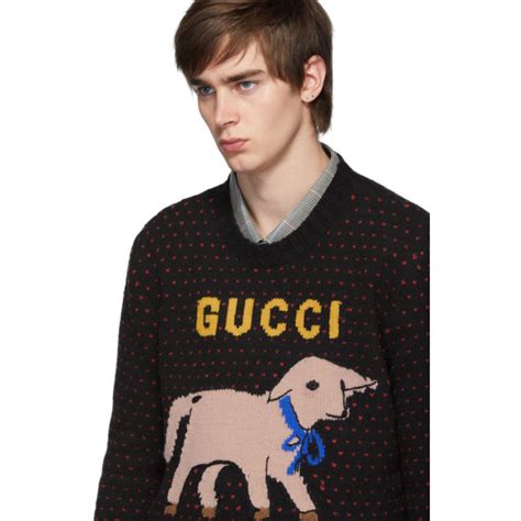 gucci lamb sweater red|Gucci sweater black and red.